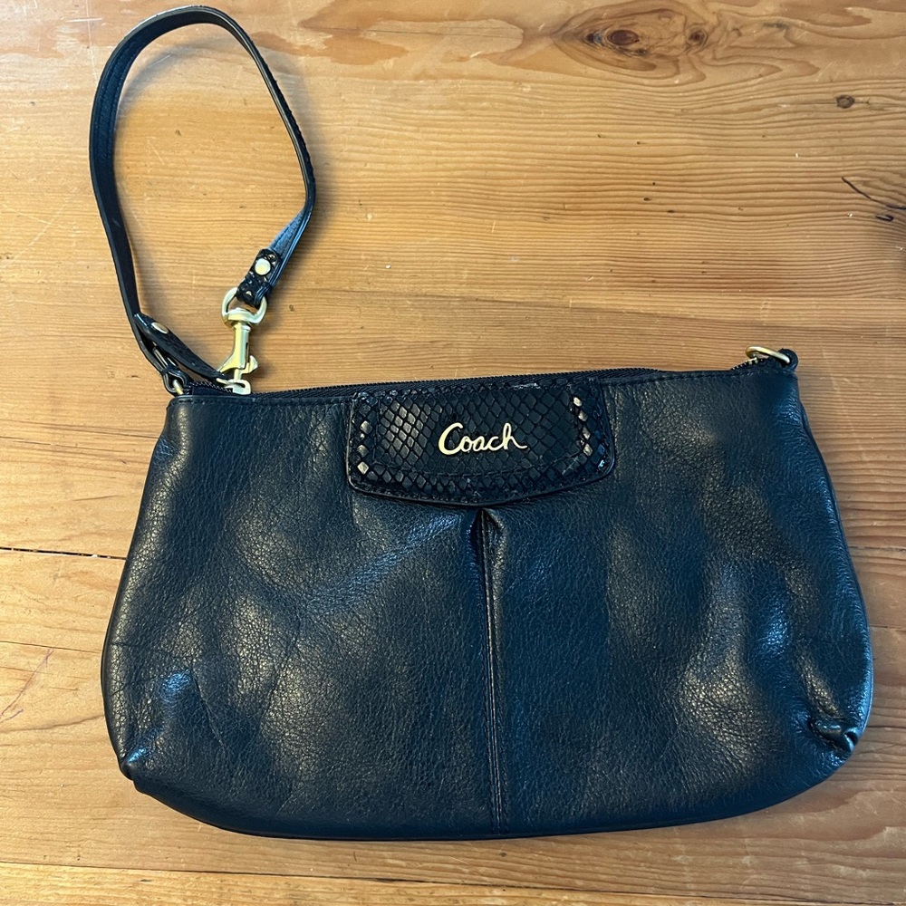 Coach Black Leather Wristlet